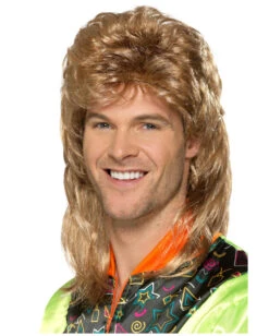 80er Jahre Vokuhila Perücke Gesträhnt