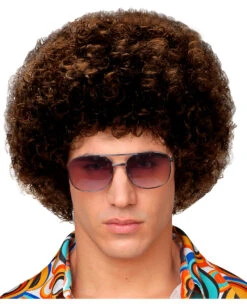 Afro Perücke Medium Braun -Karneval Kostüm Laden afro peruecke medium braun afro amerikaner frisur fuer fasching lockenperuecke karneval braun 17291 003