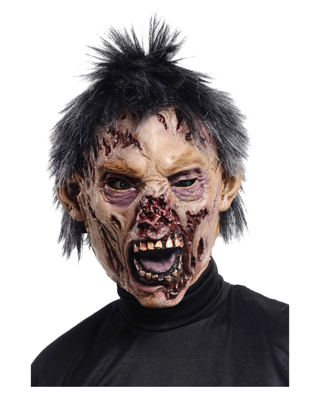 Beißer Zombie Maske Mit Haaren