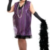 Charleston Kleid Schwarz Violett XL -Karneval Kostüm Laden charleston kleid schwarz violett xl 20er jahre kostuem 17176xl