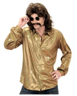 80s Glitzer Discohemd Gold