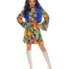 Flower Power Damenkostüm Mit Fellweste -Karneval Kostüm Laden flower power kostuemkleid mit fellweste hippie damenkostuem groovy costume 38303