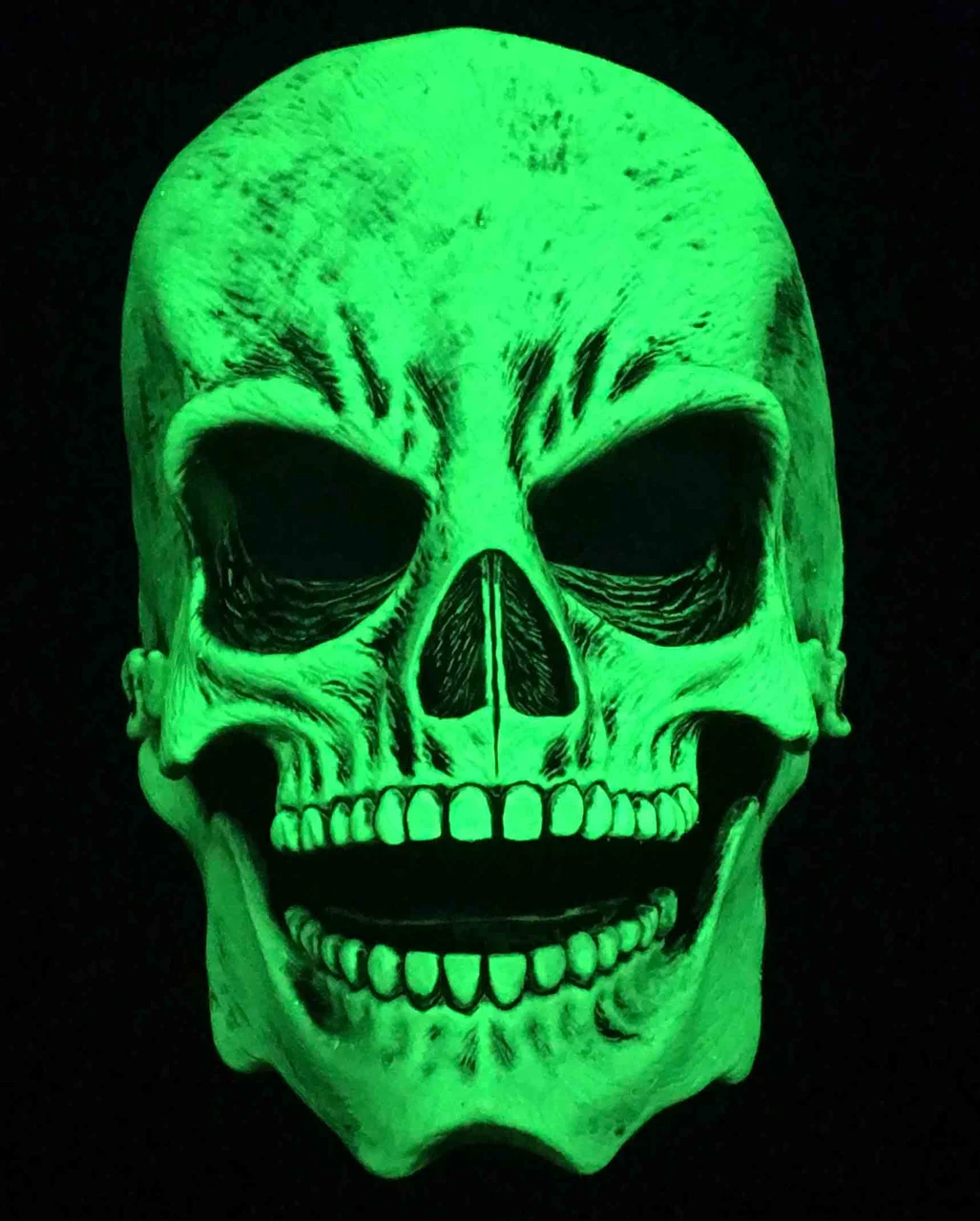 Grüne Totenschädel Maske UV Aktiv 4 Grüne Totenschädel Maske UV Aktiv – Bild 2