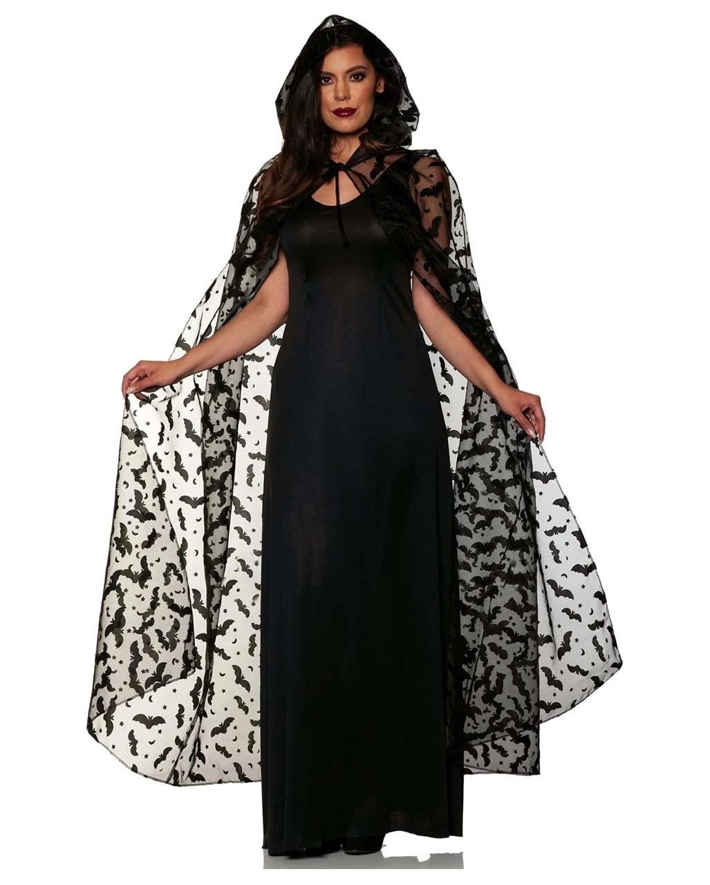 Transparenter Halloween Umhang Mit Fledermäusen 3 Transparenter Halloween Umhang Mit Fledermäusen