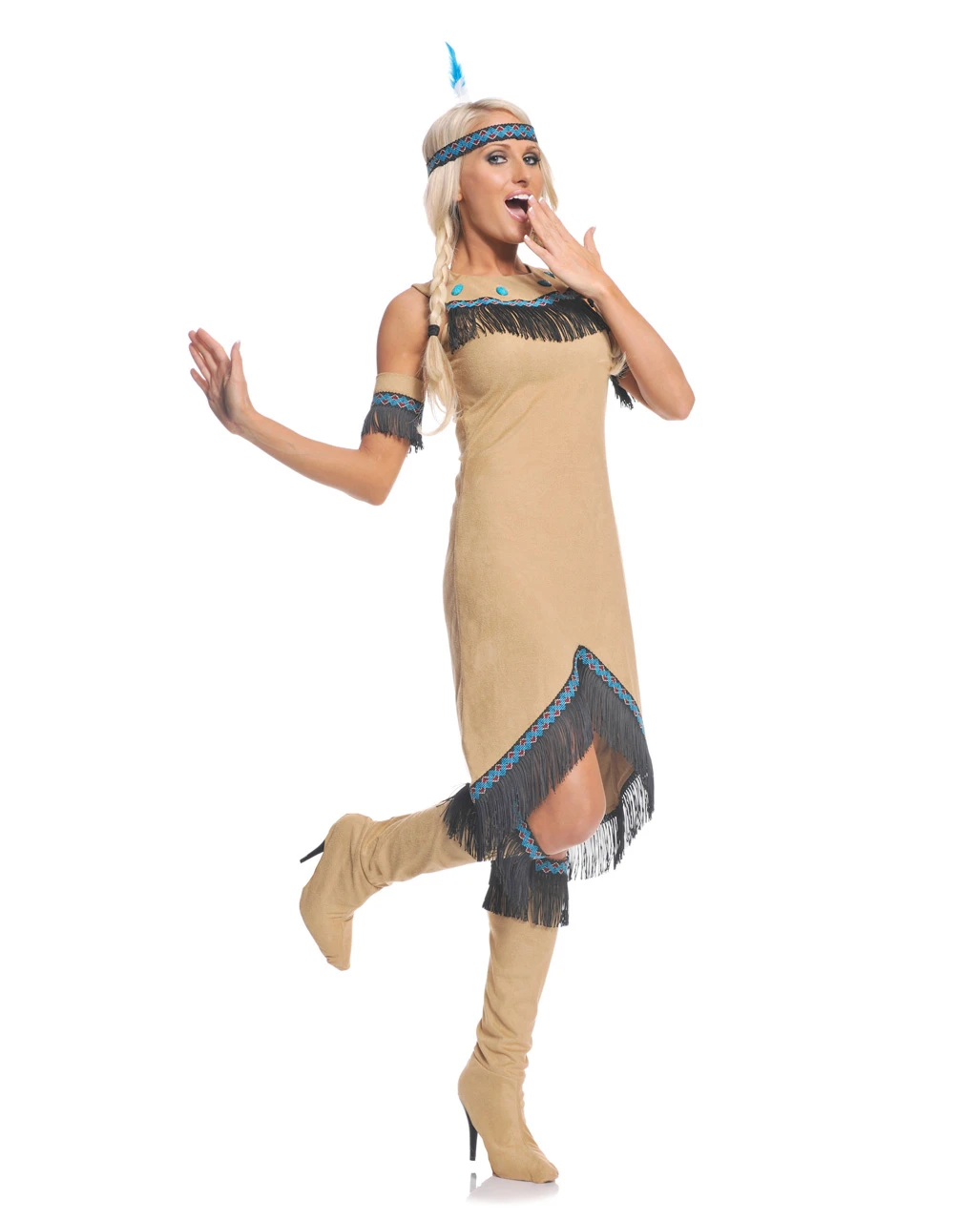 Indianer Maid Frauenkostüm Mit Fransen 3 Indianer Maid Frauenkostüm Mit Fransen