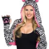 Bolero Hoodie Im Zebra Style -Karneval Kostüm Laden kapuzen stola mit zebra muster hoodie im zebra style zebra bolero fuer fasching zebra shrug 28403