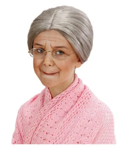 Graue Omi Kinderperücke Mit Knoten -Karneval Kostüm Laden oma peruecke mit knoten grossmutter peruecke omi peruecke granny wig with knot 36743 03