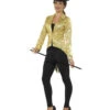 Goldene Frauen Pailletten-Jacke -Karneval Kostüm Laden pailetten frack fuer damen gold zirkus direktorin jacke pailletten jacket fuer fasching 28493
