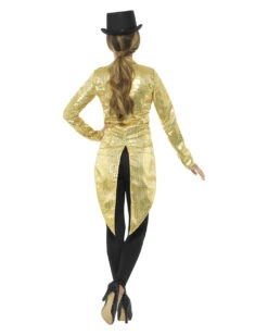 Goldene Frauen Pailletten-Jacke -Karneval Kostüm Laden pailetten frack fuer damen gold zirkus direktorin jacke pailletten jacket fuer fasching 28493 4