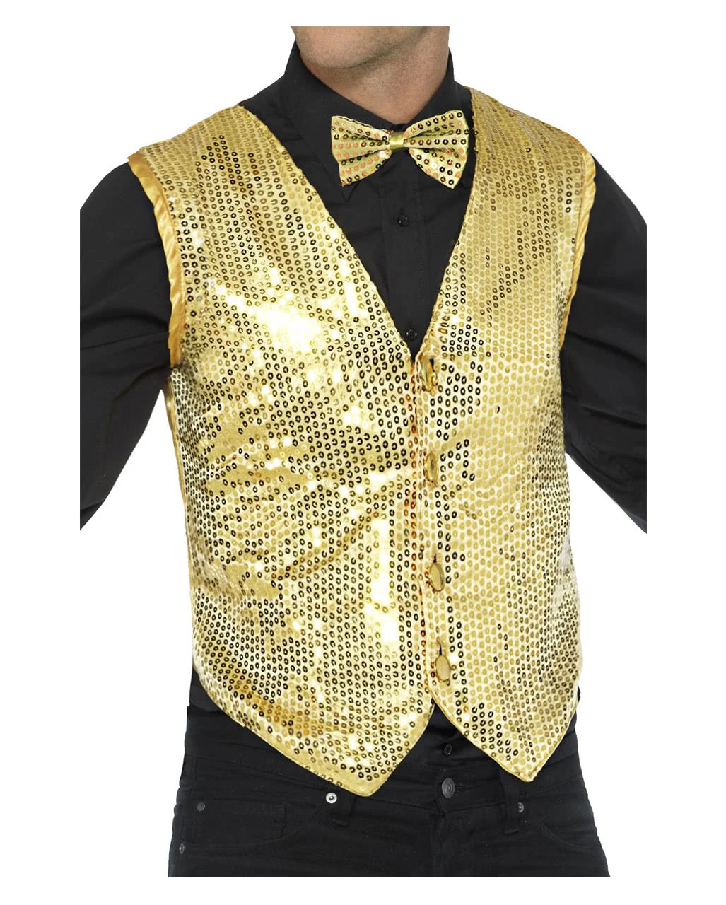 Goldene Männer Pailletten-Weste 3 Goldene Männer Pailletten-Weste