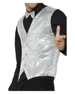 Silberne Männer Pailletten-Weste 6 Silberne Männer Pailletten-Weste -Karneval Kostüm Laden pailetten weste fuer herren silber zirkus direktor weste pailletten weste fuer fasching 28528 2