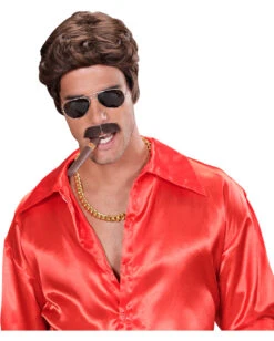 Playboy Herrenperücke Mit Schnäuzer Braun -Karneval Kostüm Laden playboy herrenperuecke mit schnurrbart braun playboy mens wig with moustache brown playboy maennerperuecke braun 36726 03 1