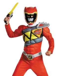 Roter Power Ranger Dino Charge Muskel Kostüm
