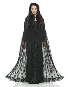 Spitzen Totenkopf Samt Umhang