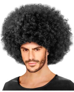 Schwarze Ultra Afro Perücke Unisex -Karneval Kostüm Laden schwarze mega afro peruecke unisex schwarze ultra lockenperuecke faschingsperuecke black mega afro wig 39699 003