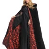 Schwarzer Deluxe Samt Kapuzenumhang -Karneval Kostüm Laden schwarzer vampir umhang rot gefuetterter schwarzer deluxe samt kapuzenumhang 18389 2
