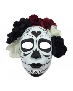 Sugar Skull Maske Mit Blumen -Karneval Kostüm Laden sugar skull maske mit blueten sugar skull maske mit blumen dia de los muertos maske 50516 01
