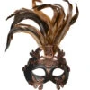 Altertümliche Augenmaske Mit Federn Bronze -Karneval Kostüm Laden venezianische augenmaske bronze venetian eyemask venedischer karneval faschingsmasken 25150