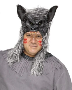 Wolfs Krieger Herrenkostüm Plus Size -Karneval Kostüm Laden wolfs krieger kostuem mit wolfs maske wolfs indian costume with wolf mask 25808 ps 03